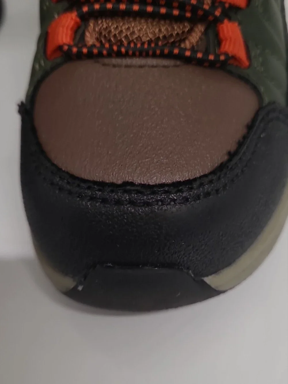 Ozark Trail Olive Green and Brown Kids Outdoor Boots with Orange Accents